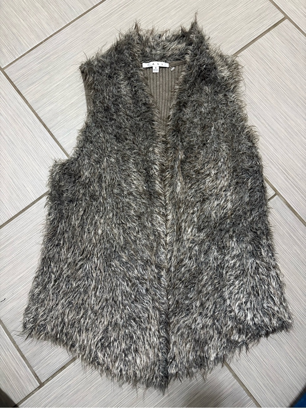 CAbi Gray Faux Fur Vest